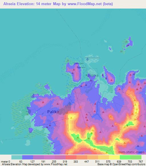 Ahseia,Micronesia Elevation Map