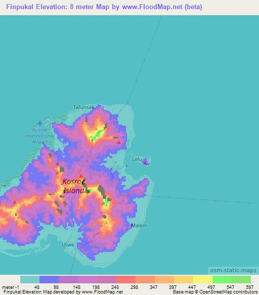 Finpukal,Micronesia Elevation Map