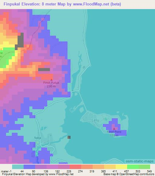 Finpukal,Micronesia Elevation Map