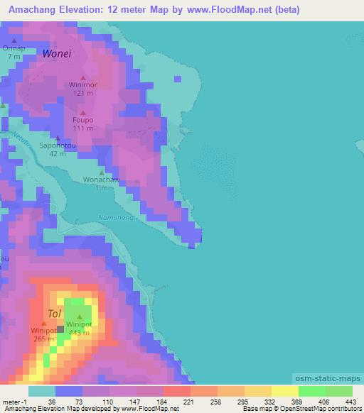 Amachang,Micronesia Elevation Map