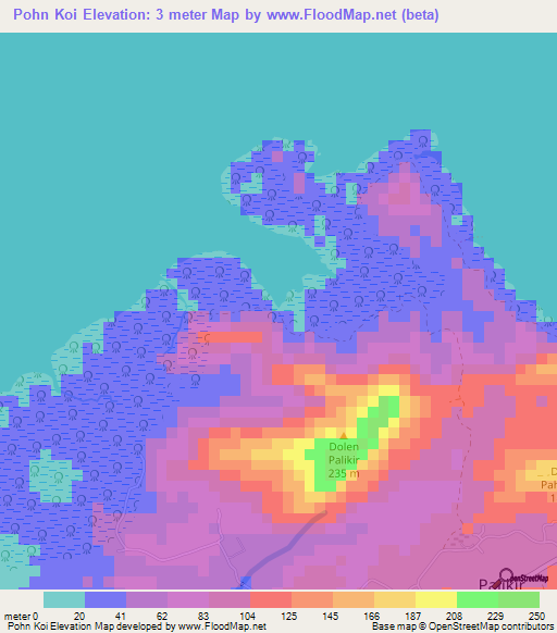 Pohn Koi,Micronesia Elevation Map