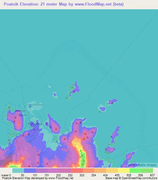 Poatoik,Micronesia Elevation Map