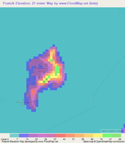 Poatoik,Micronesia Elevation Map