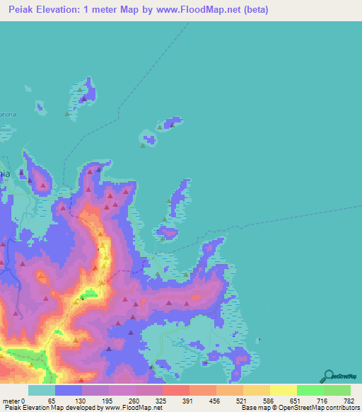 Peiak,Micronesia Elevation Map