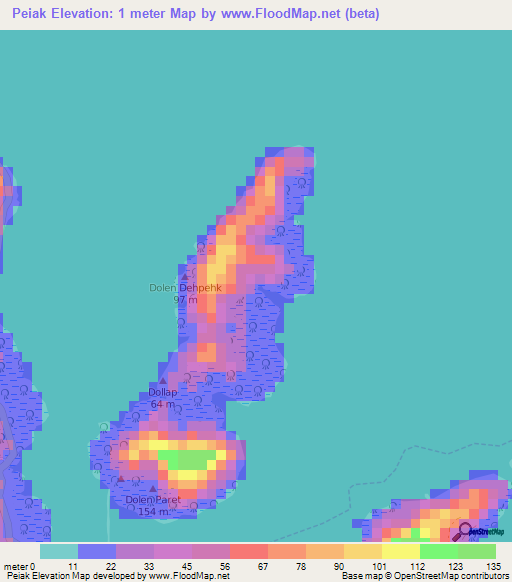 Peiak,Micronesia Elevation Map