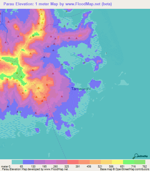 Parau,Micronesia Elevation Map