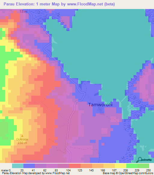 Parau,Micronesia Elevation Map