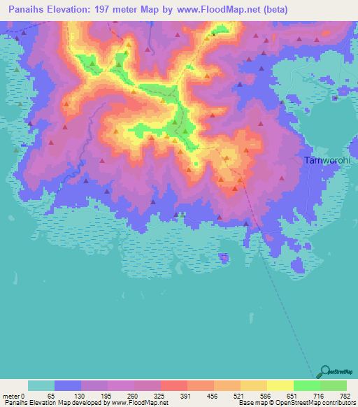 Panaihs,Micronesia Elevation Map