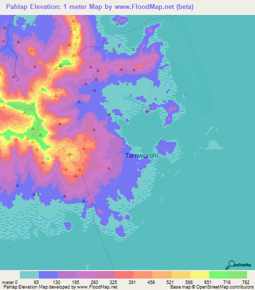 Pahlap,Micronesia Elevation Map