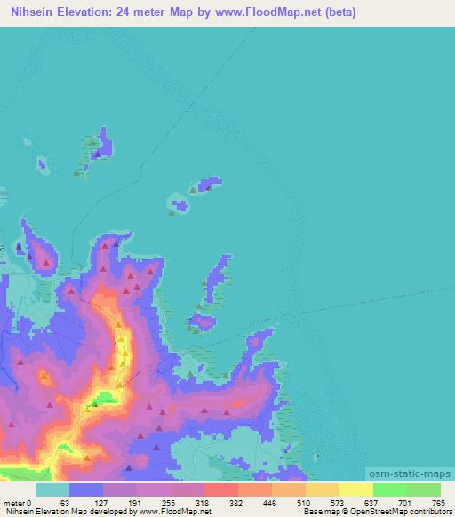 Nihsein,Micronesia Elevation Map