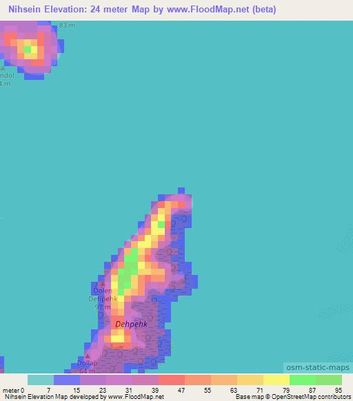 Nihsein,Micronesia Elevation Map