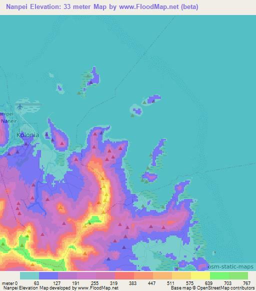 Nanpei,Micronesia Elevation Map