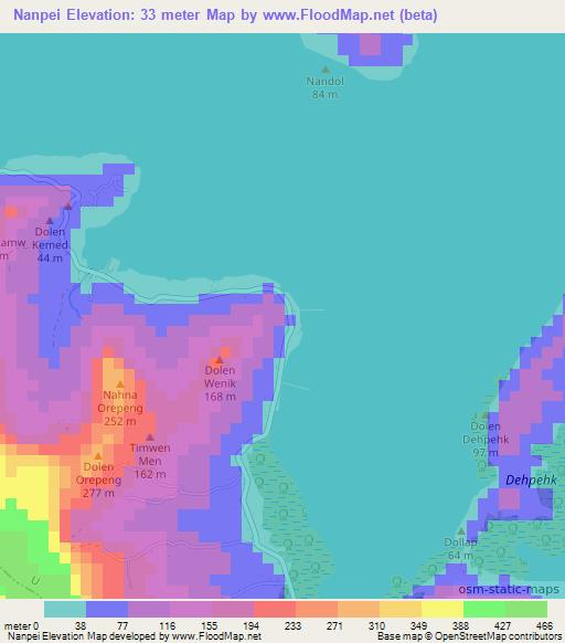 Nanpei,Micronesia Elevation Map