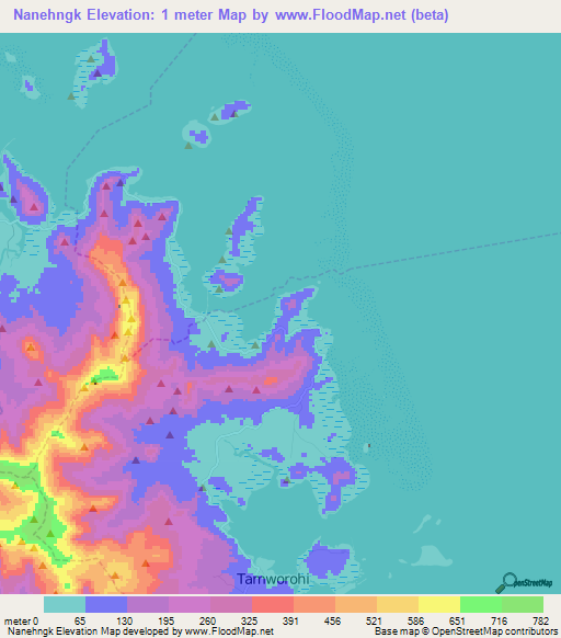 Nanehngk,Micronesia Elevation Map