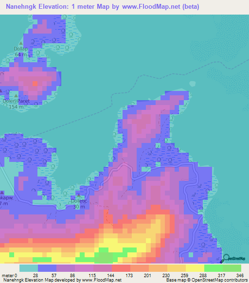 Nanehngk,Micronesia Elevation Map