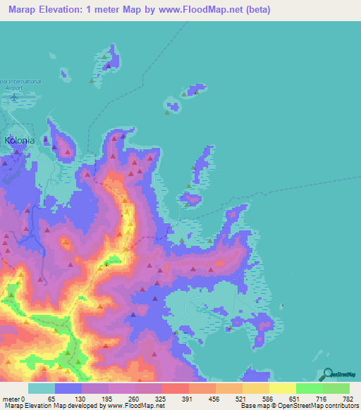 Marap,Micronesia Elevation Map