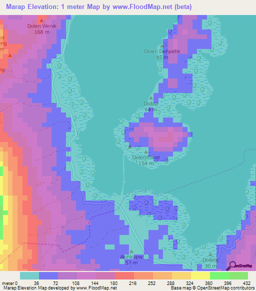 Marap,Micronesia Elevation Map