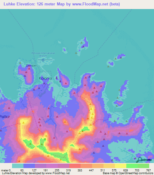 Luhke,Micronesia Elevation Map