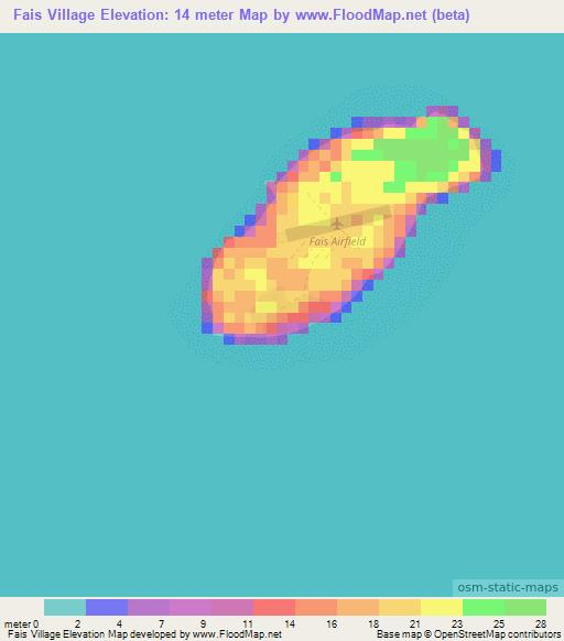 Fais Village,Micronesia Elevation Map