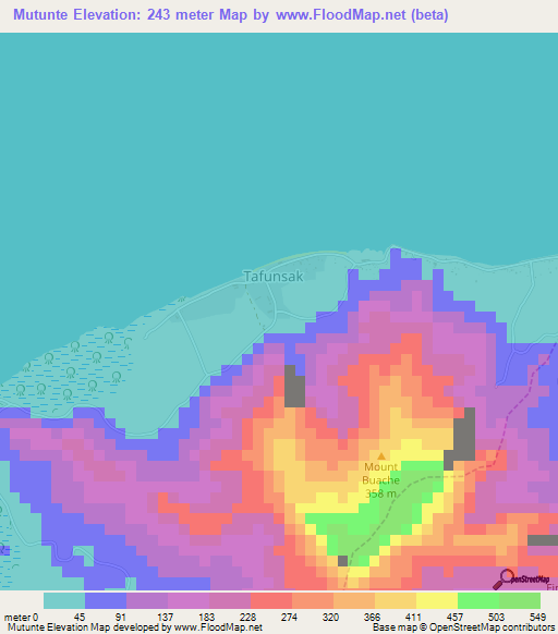 Mutunte,Micronesia Elevation Map