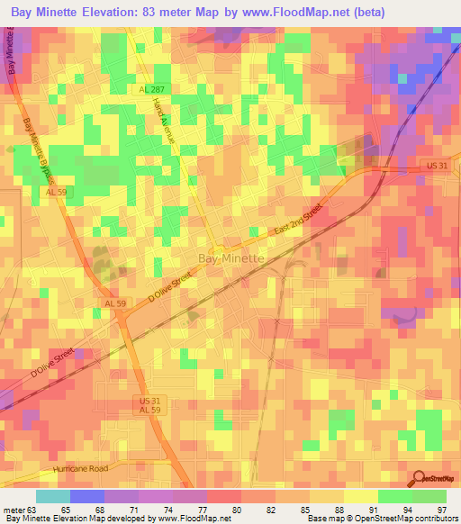 Bay Minette,US Elevation Map