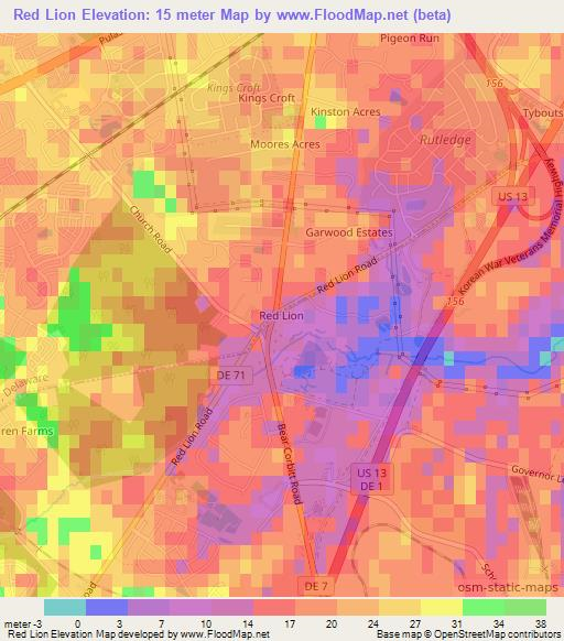 Red Lion,US Elevation Map