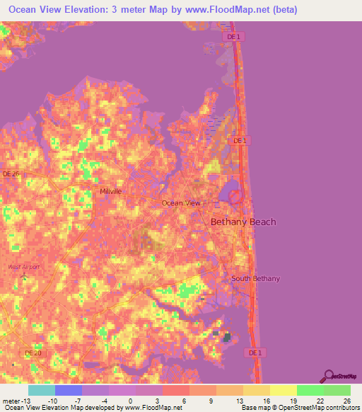 Ocean View,US Elevation Map