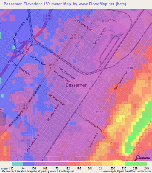 Bessemer,US Elevation Map