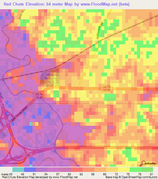 Red Chute,US Elevation Map