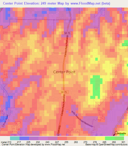 Center Point,US Elevation Map