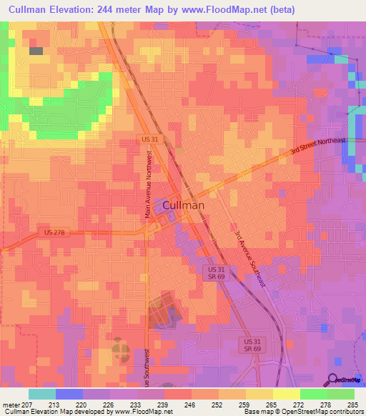 Cullman,US Elevation Map