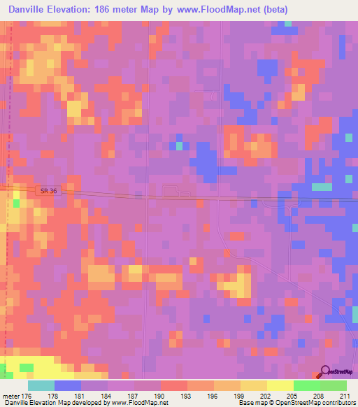 Danville,US Elevation Map