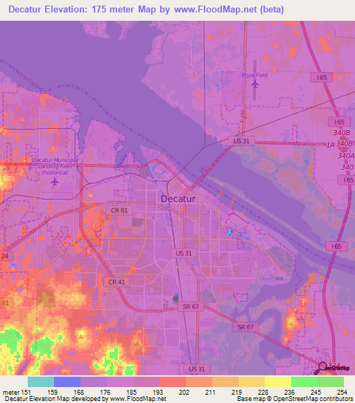 Decatur,US Elevation Map