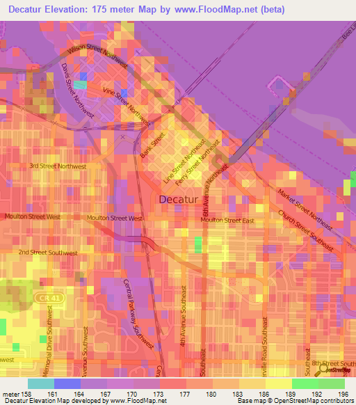 Decatur,US Elevation Map