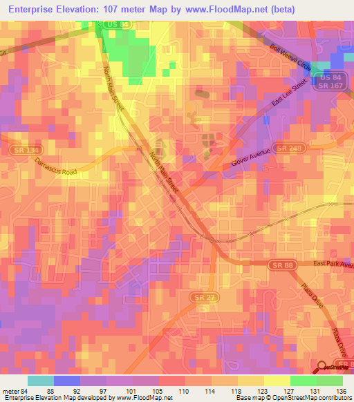 Enterprise,US Elevation Map