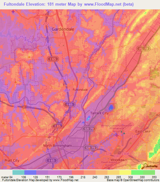 Fultondale,US Elevation Map