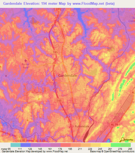 Gardendale,US Elevation Map