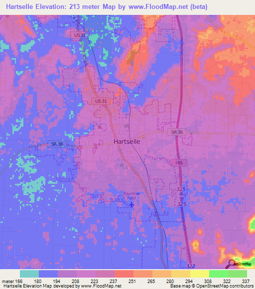 Hartselle,US Elevation Map