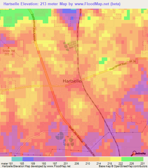 Hartselle,US Elevation Map