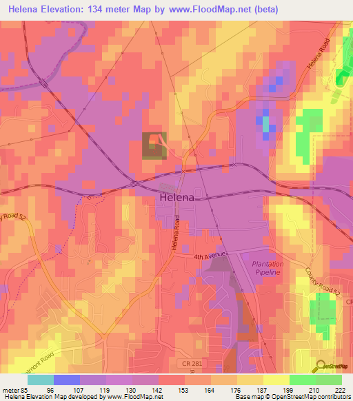 Helena,US Elevation Map