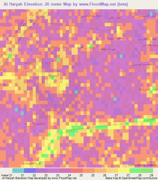 Al Haryah,Iraq Elevation Map