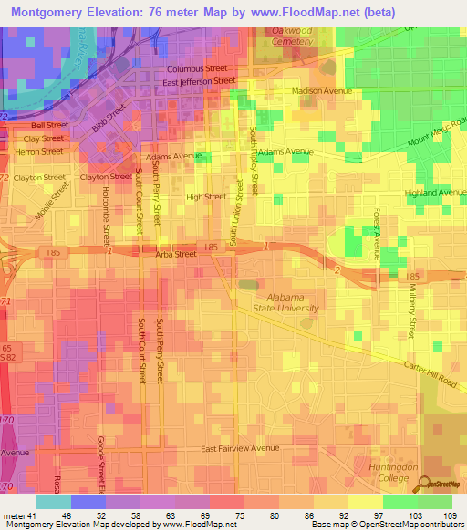 Montgomery,US Elevation Map