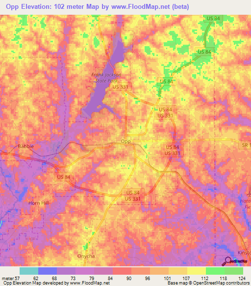 Opp,US Elevation Map