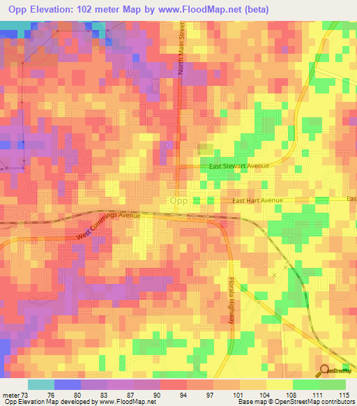 Opp,US Elevation Map