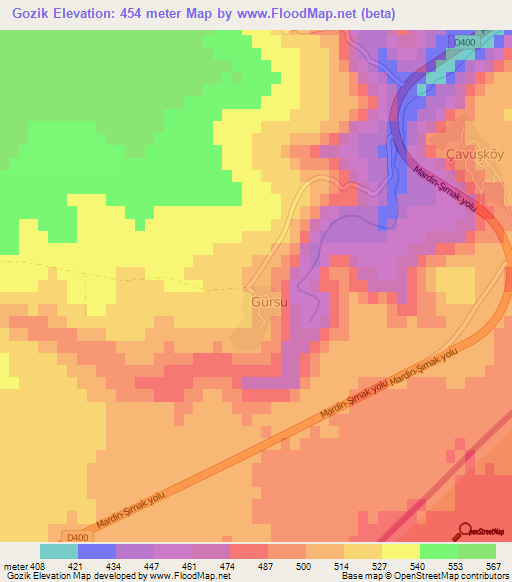 Gozik,Turkey Elevation Map