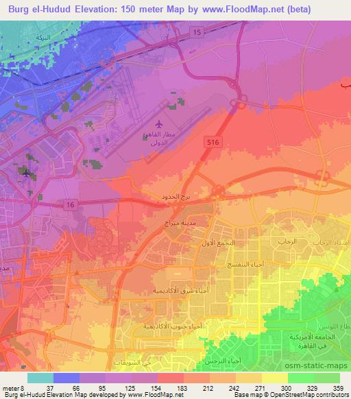Burg el-Hudud,Egypt Elevation Map