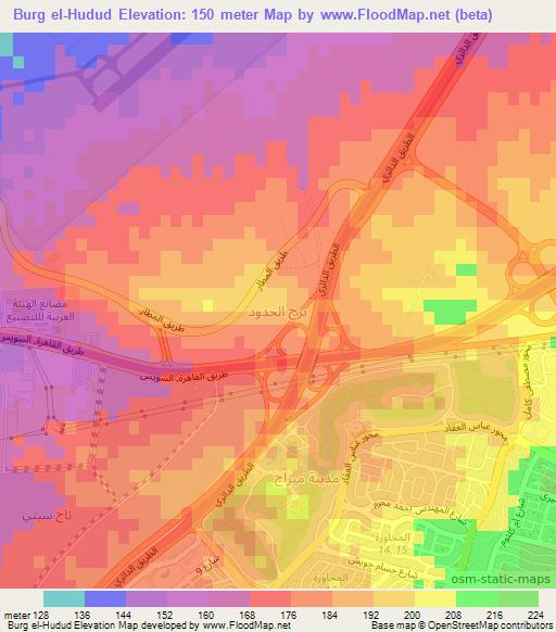Burg el-Hudud,Egypt Elevation Map