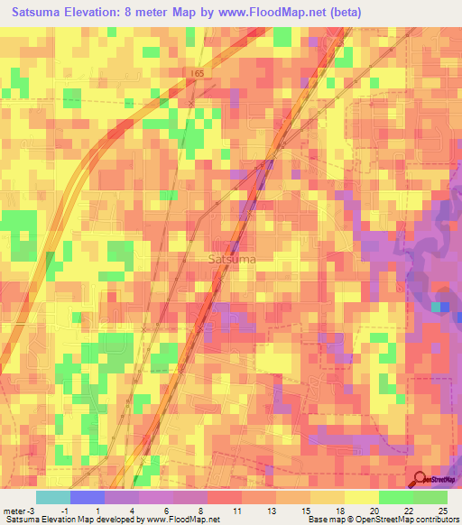 Satsuma,US Elevation Map