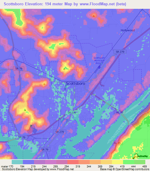 Scottsboro,US Elevation Map