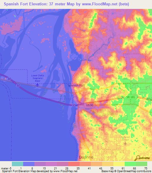 Spanish Fort,US Elevation Map